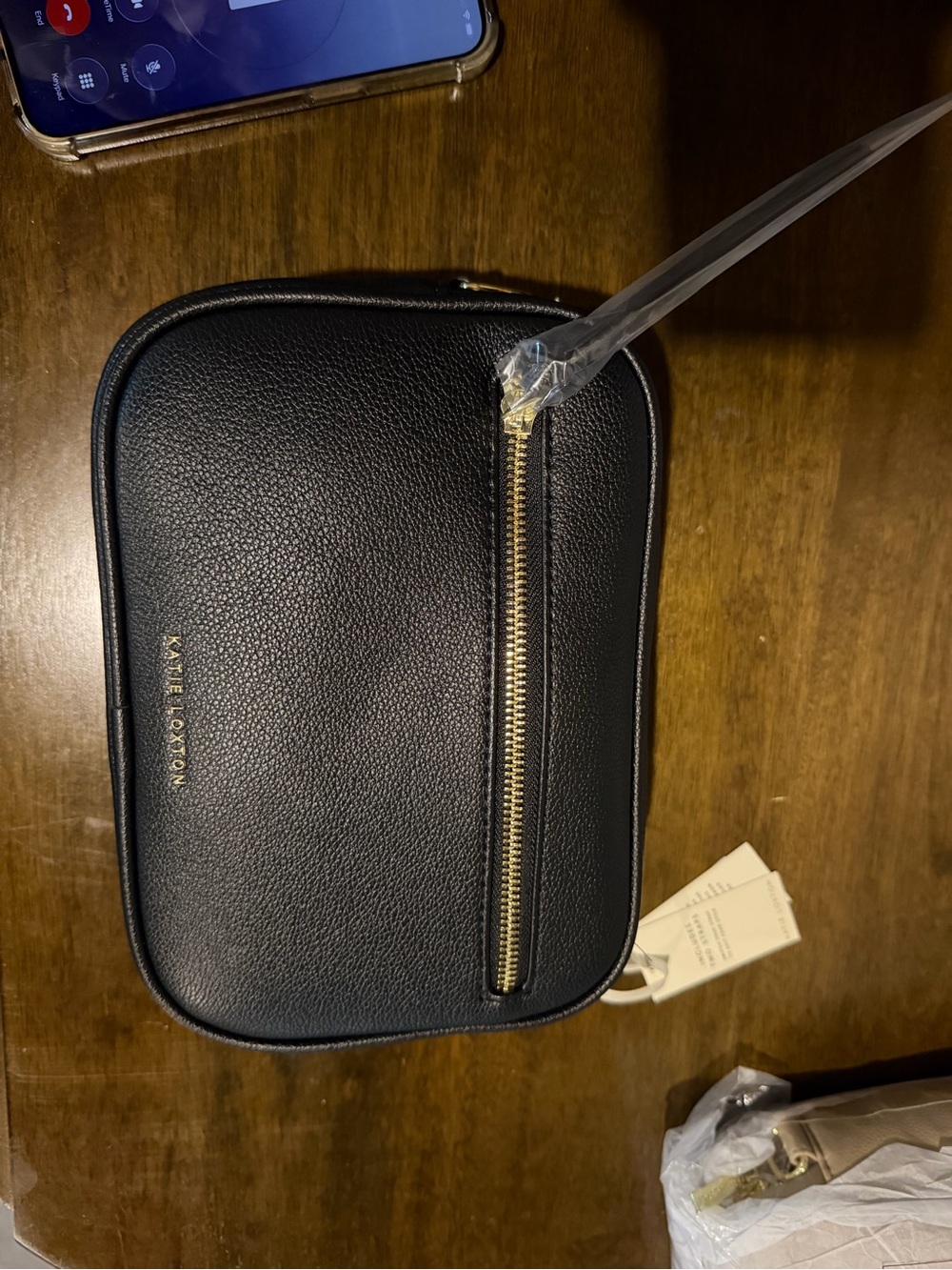 Kate Spade Black Pebbled Leather Crossbody Bag with Gold Zip